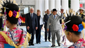 Presiden Republik Indonesia, Prabowo Subianto menggelar jamuan santap siang kenegaraan sebagai bagian dari rangkaian kunjungan kenegaraan Presiden Republik Federal Jerman, Frank-Walter Steinmeier beserta Ibu Elke Büdenbender di Istana Negara, Jakarta, pada Senin, 15 Juni 2026. Foto: BPMI Setpres/Cahyo